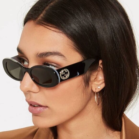 Gucci GG0517S Polarized Sunglasses Black Oval Frame Designer Shades Authentic - Picture 2 of 2